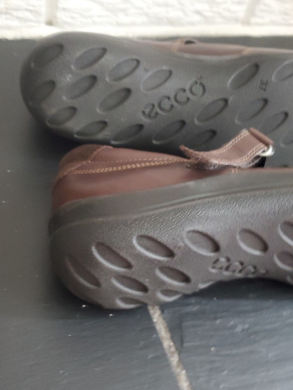 Ecco Women's Dark Brown Mary Jane Flats Sz 6.5 Career Casual Confort Active - Picture 12 of 13